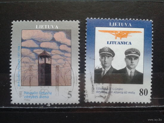 Литва 1993 День единства литовцев всего мира, летчики Полная серия Михель-2,0