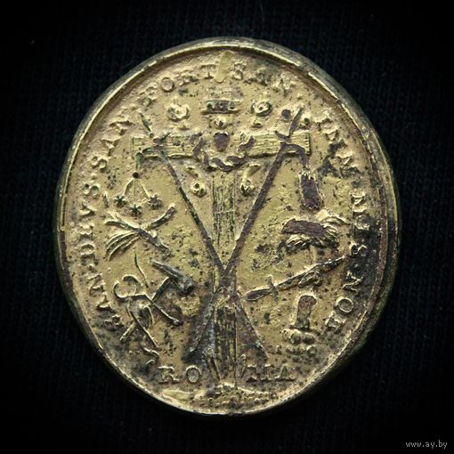 Католический медальон 17-го века. Позолота