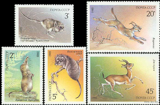 Животные "Красной Книги" СССР 1985 год (5658-5665) серия из 5 марок