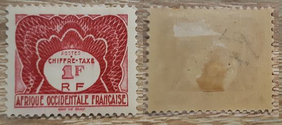 Французкие колонии, 1947 Доплатная марка,  Западная Африка, 1F