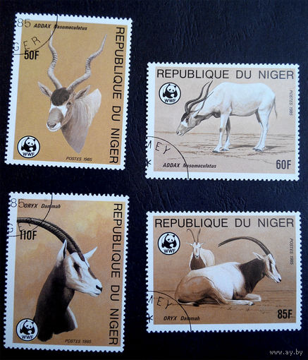 Нигер 1985 г. Антилопы. WWF. Охрана природы. Фауна, полная серия из 4 марок #0176-Ф1