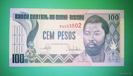 Банкнота 100 песо Гвинея-Бисау 1990 г.
