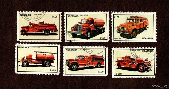 Марки-НИКАРАГУА-1983-Пожарные автомобили.