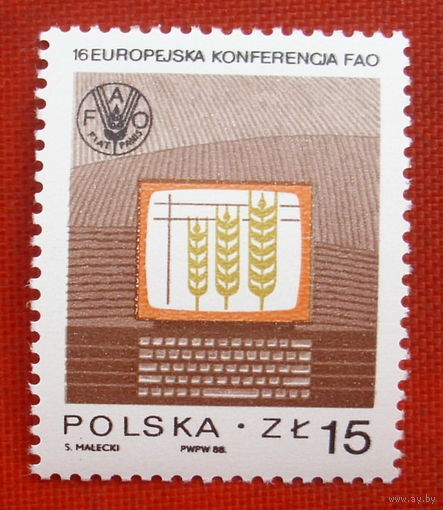 Польша. 16-я Европейская конференция ФАО в Кракове. ( 1 марка ) 1988 года. 3-7.
