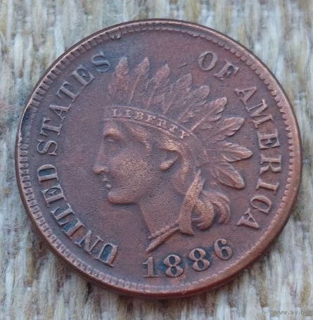 США 1 цент 1886 года. Редкая!