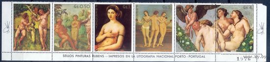 Парагвай 1982г., Живопись Рафаэль сцепка 6 марок**