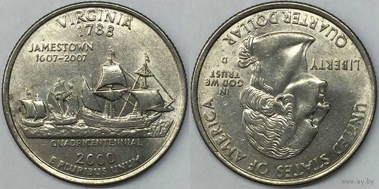25 центов(квотер) США 2000г D, Вирджиния
