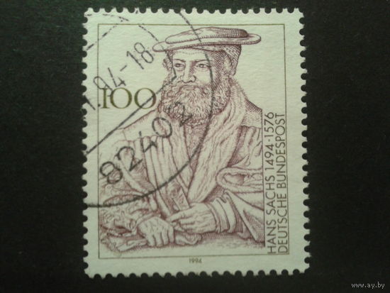 Германия 1994 поэт 16 века Михель-0,8 евро гаш.