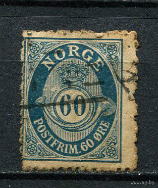 Норвегия - 1909/1920 - Цифры 60 O - [Mi.88A] (есть тонкое место) - 1 марка. Гашеная.  (Лот 51EC)-T5P5