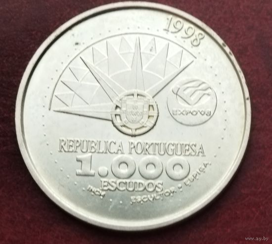 Серебро 0.500! Португалия 1000 эскудо, 1998 Международный год океанов на Экспо'98