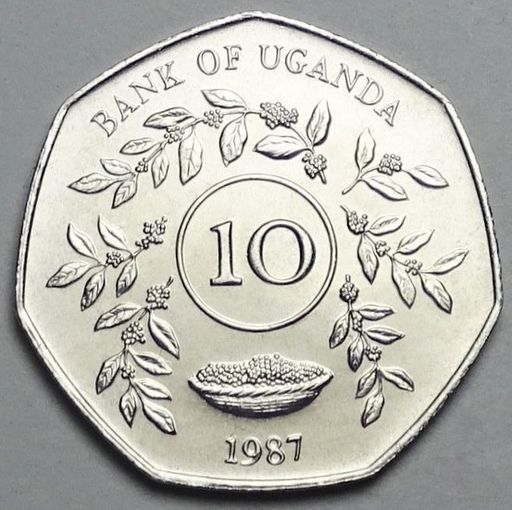 Уганда. 10 шиллингов 1987 год  KM#30