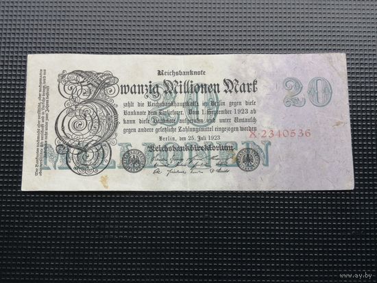 Германия  20 миллионов  марок 1923 4