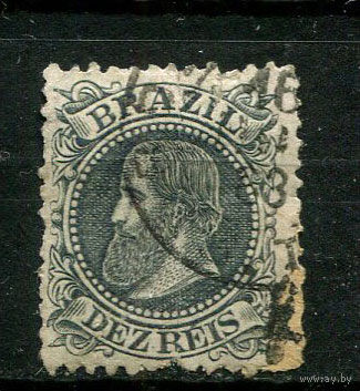 Бразилия - 1882/1883 - Император Бразилии Педру II - 10R - [Mi.51a] - 1 марка. Гашеная.  (Лот 55BV)