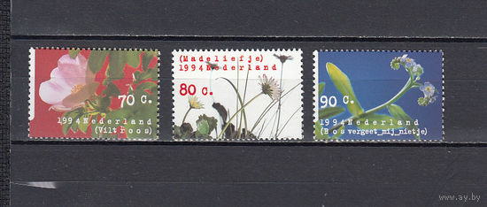 Флора. Цветы. Нидерланды. 1994. 3 марки. Michel N 1504-1506 (2,5 е)