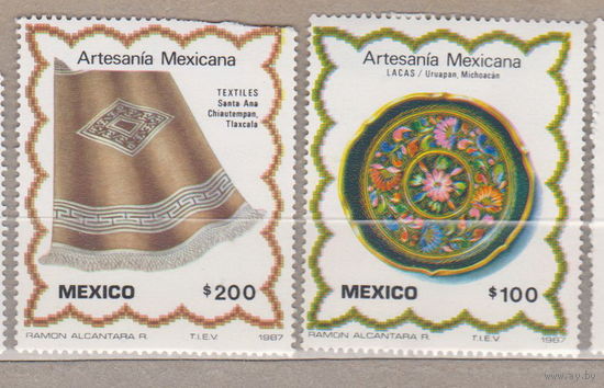 Культура Изделия ручной работы Мексика 1987 год   лот 1078   ЧИСТАЯ первая марка верх с дефектом