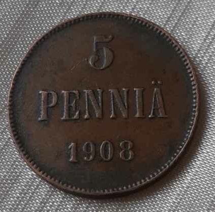 5 pennia 1908 года.