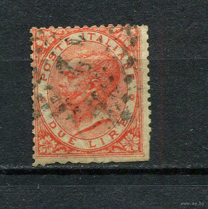 Королевство Италия - 1863 - Виктор Эммануил II 2L - [Mi.22] - 1 марка. Гашеная.  (Лот 25DX)-T2P24