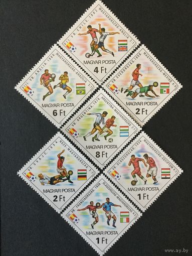 Чемпионат мира по футболу в Испании. Венгрия,1982, серия 7 марок+блок