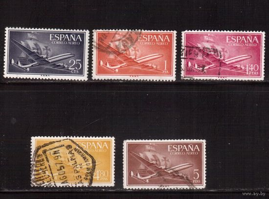 Испания-1955 (Мих.1057-1061)  гаш.,  Самолеты(полная серия)