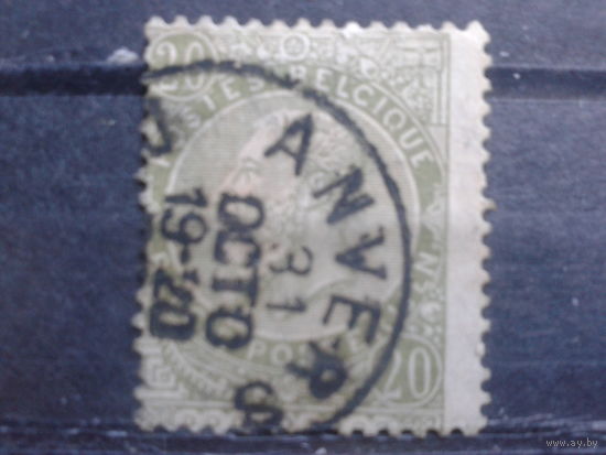 Бельгия 1893 Король Леопольд 2  20 сантимов