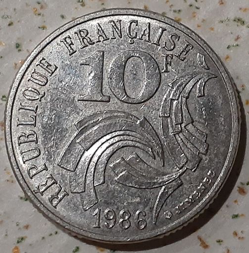 Франция 10 франков, 1986 Свобода, Равенство, Братство (3-8-108)