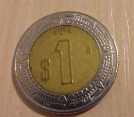 1 песо Мексика 2014 г.в.