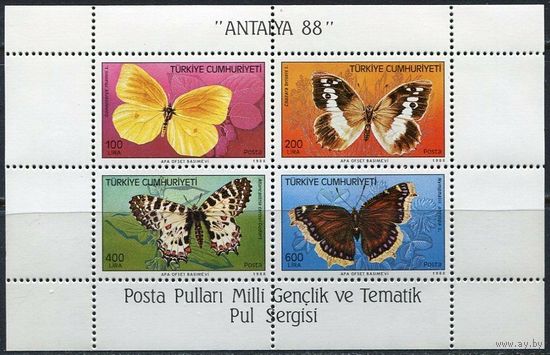 1988 Турция 2833-2836/B26 Бабочки 30,00 евро
