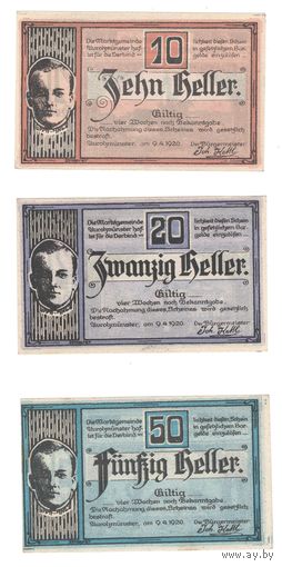 Австрия комплект из 3 нотгельдов 1920 года. Состояние UNC-/UNC!