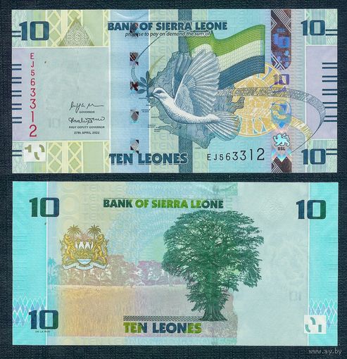 Сьерра Леоне 10 леоне 2022 год, UNC