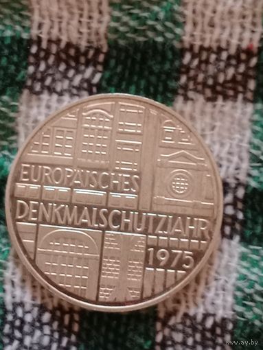 Германия 5 марок серебро 1975 защита памятников