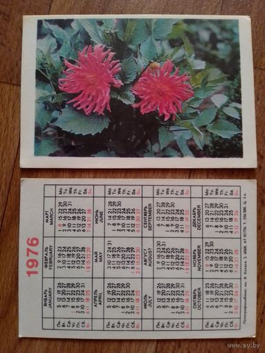 Карманный календарик. Цветы. 1976 год