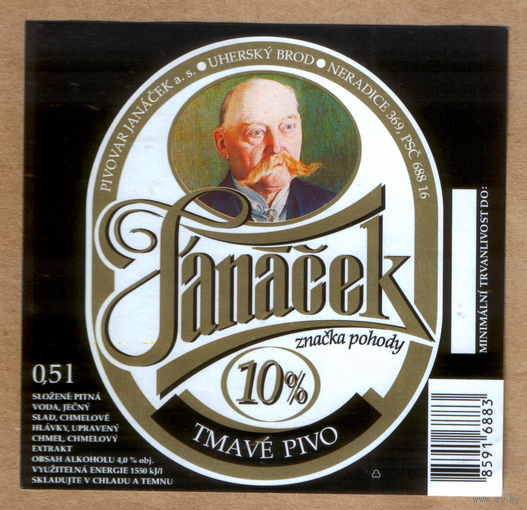 Этикетка пива Janacek Чехия Ф608