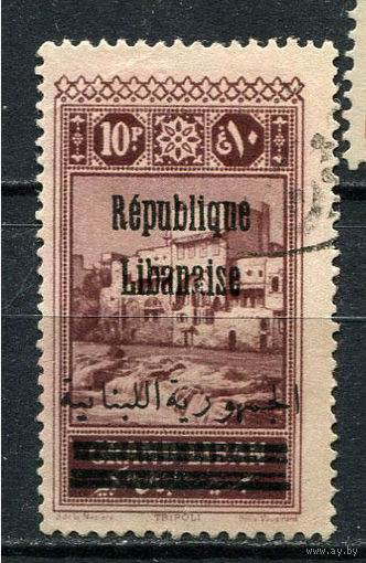 Республика Ливан - 1928 - г. Триполи 10Pia c надпечатками Republique Libanaise и арабское название - [Mi.131] - 1 марка. Гашеная.  (LOT Dh9)