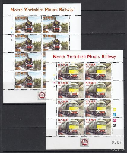 Паровозы Поезда Транспорт 1999 North Yorkshire Moors Railway Великобритания MNH серия 2 м Х 8 2 ЛИСТА зуб