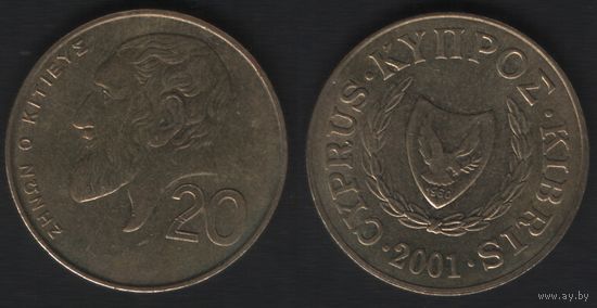 Кипр km62.2 20 центов 2001 год (голова) (f