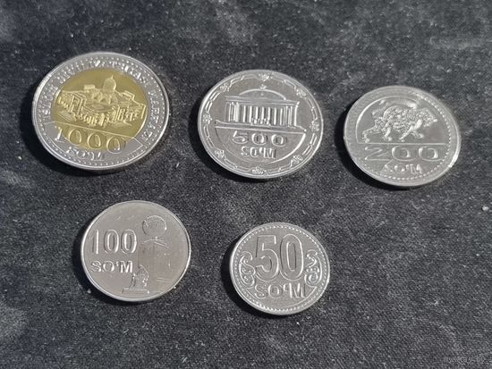 Узбекистан лот 5 монет 2018-2022 г Unc