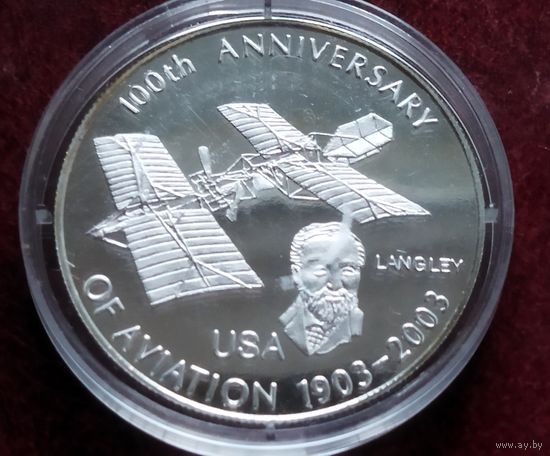 Медь с серебряным покрытием! Конго - ДРК 10 франков, 2008 100 лет авиации. Сэмюэл Пирпонт Лэнгли