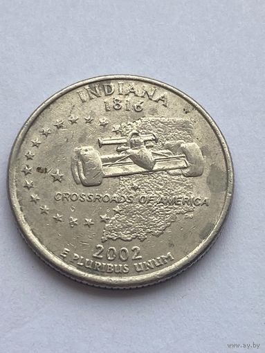 25 центов 2002 г. Индиана, США