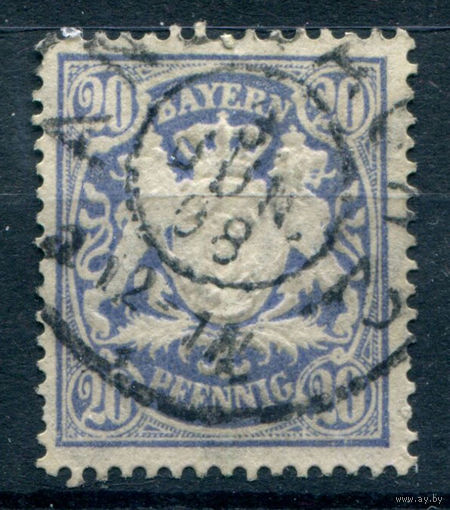 Королевство Бавария - 1888-1900г. - герб, 20 Pf - 1 марка - гашёная. Без МЦ!