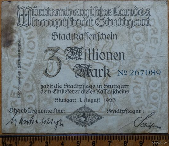 3 миллиона марок 1923г. Штутгард