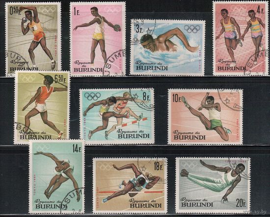 Бурунди-1964(Мих.125-134) , гаш. , Спорт, ОИ-1964(полная серия)