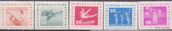 ГДР 1959 г. Спорт 3-й фестиваль гимнастики и спорта в Лейпциге Mi: 707-711 Чист **