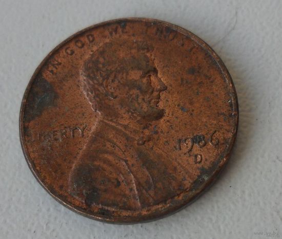 1 цент США 1986 г.в. D