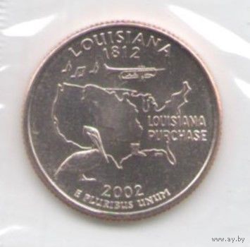 25 центов 2002 г. Луизиана серия Штаты и Территории Двор Р (заводская упаковка) _UNC