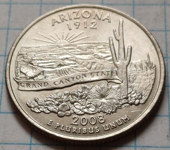 США 1/4 доллара, 2008 Квотер штата Аризона    P    ( 1-8-4 )