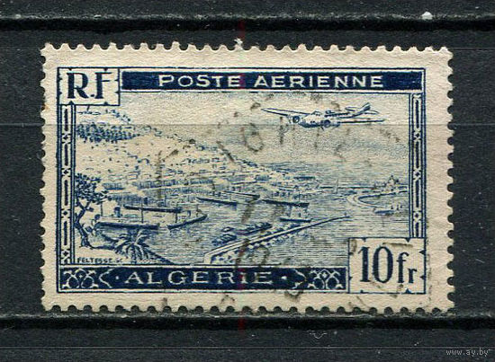 Французский Алжир - 1946 - Самолет над гаванью 10Fr - [Mi.252] - 1 марка. Гашеная.  (Лот 88CO)