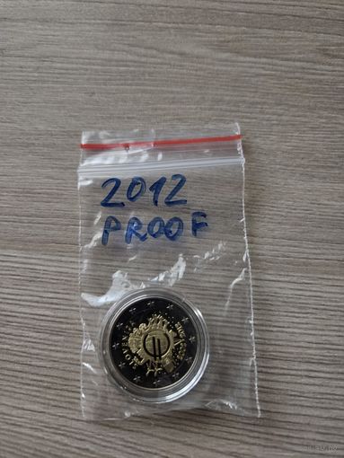 Монета Словения PROOF 2 евро 2012 10 лет наличному евро Капсула
