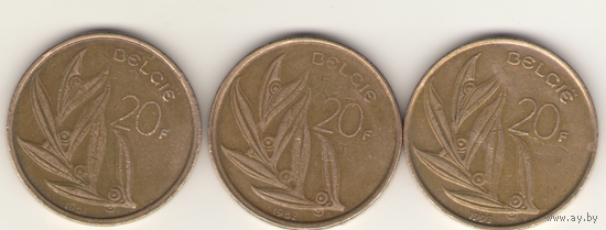 20 франков 1981,1982, 1993 г. E: KM#160