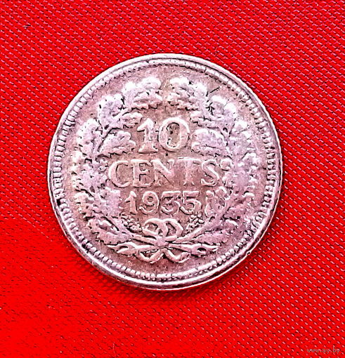 08-09 Нидерланды, 10 центов 1935 г.
