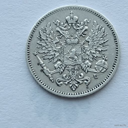 25 пенни 1909 года. Серебро 750. Монета не чищена. 44